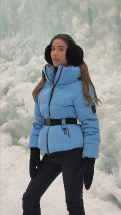 Emily Down Belt Jacket - Lt Blue