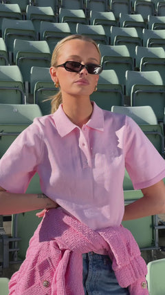 Esther Polo Knit Top - Pink