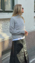 Nina Wool Knit Sweater - Grey Melange