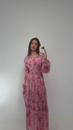 Hedvig Chiffon Maxi Dress - Pink Floral