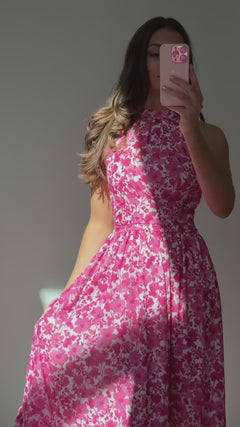 Harriet Chiffon Dress - Pink Print