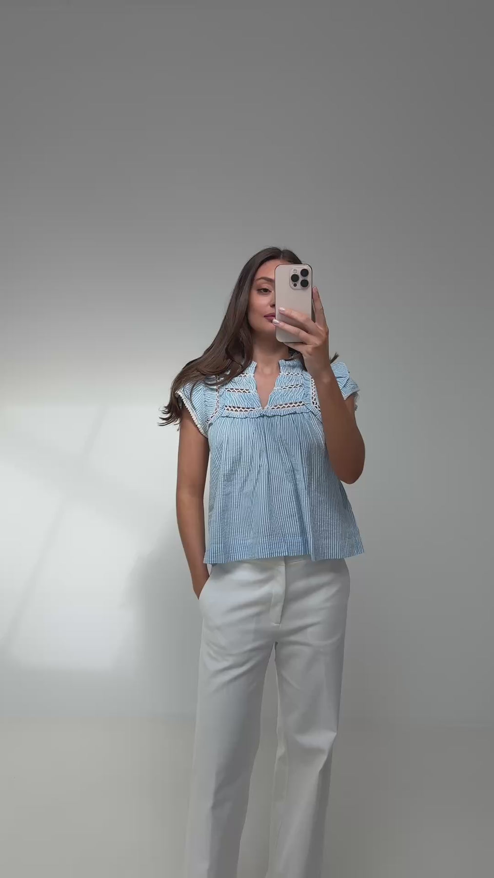 Vår Pinstripe Top - Blue Stripe