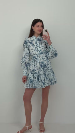 Liv Porcelain B Anglaise Dress - Off White/Blue