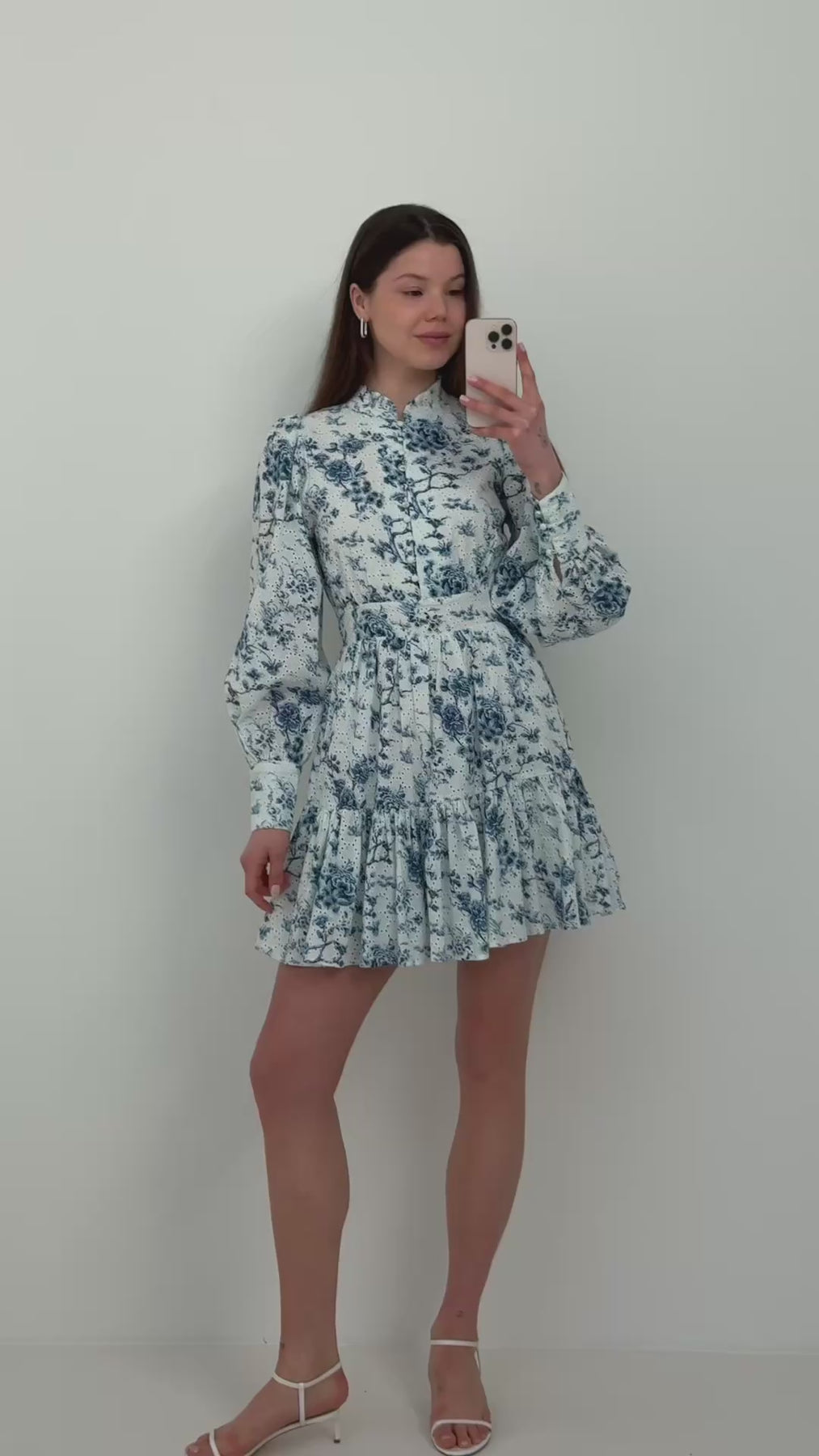 Liv Porcelain B Anglaise Dress - Off White/Blue