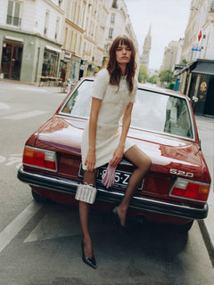 Textured Knit Mini Dress - Cream