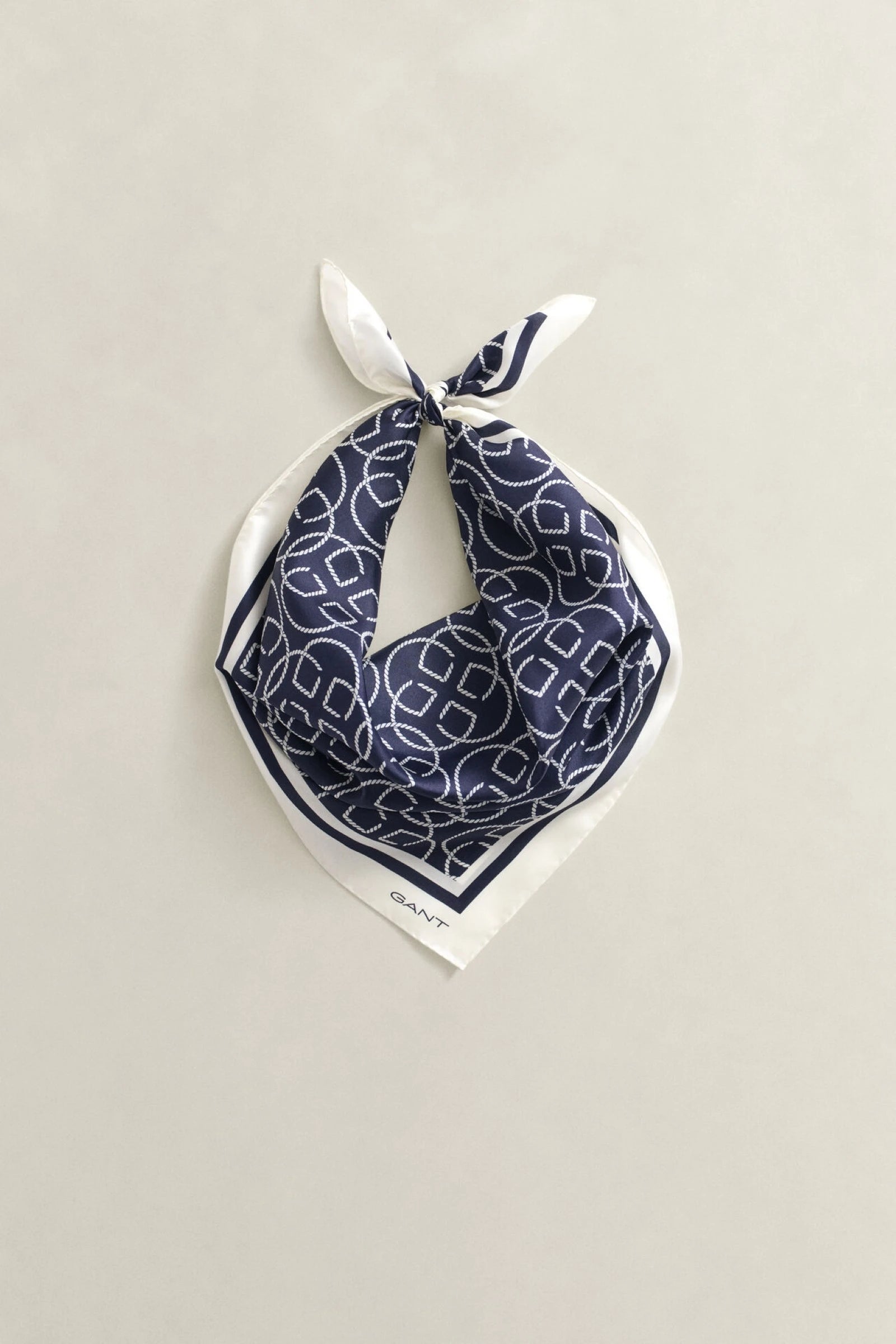 Monogram Print Silk Scarf - Evening Blue