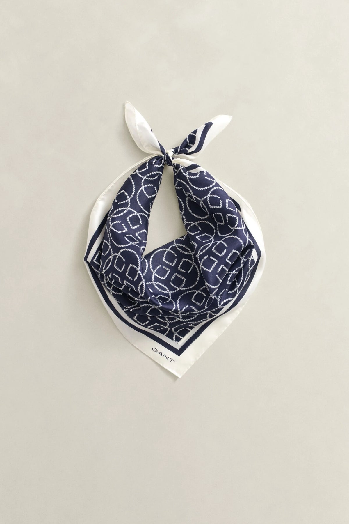 Monogram Print Silk Scarf - Evening Blue