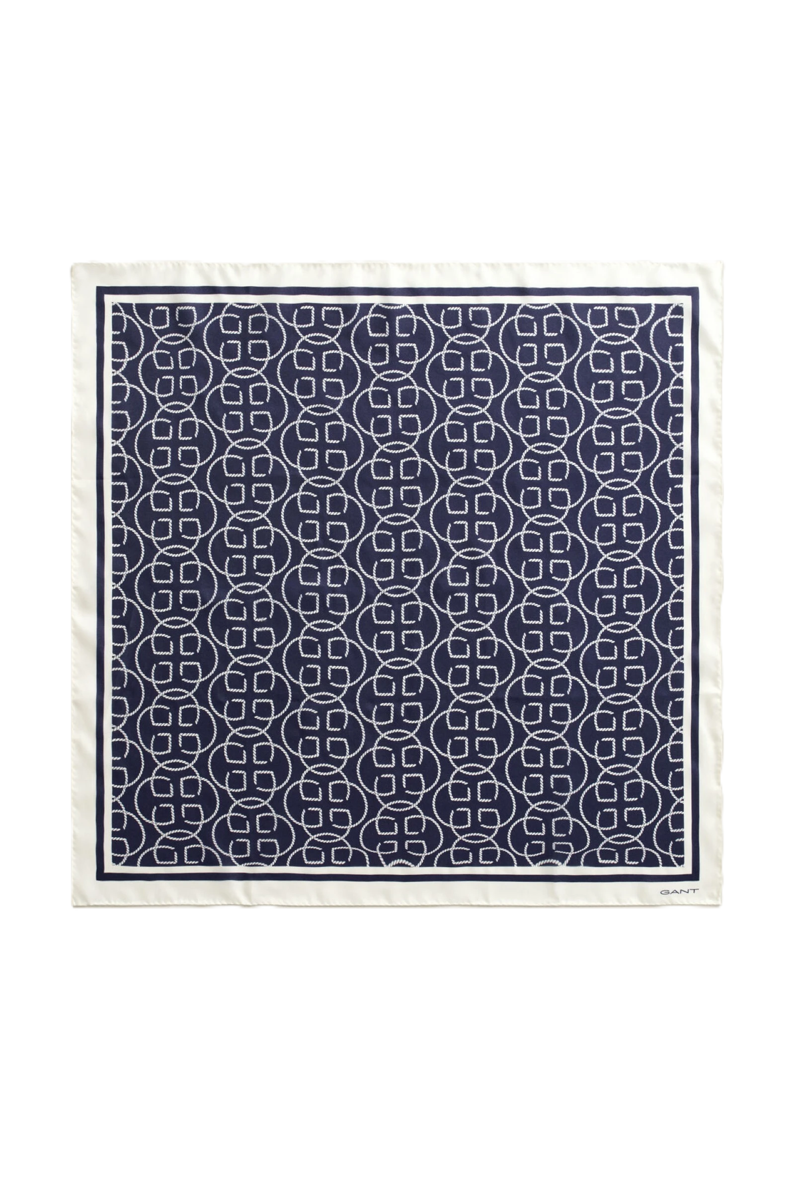 Monogram Print Silk Scarf - Evening Blue