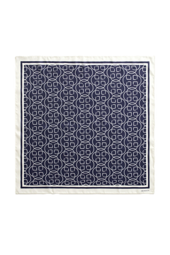 Monogram Print Silk Scarf - Evening Blue