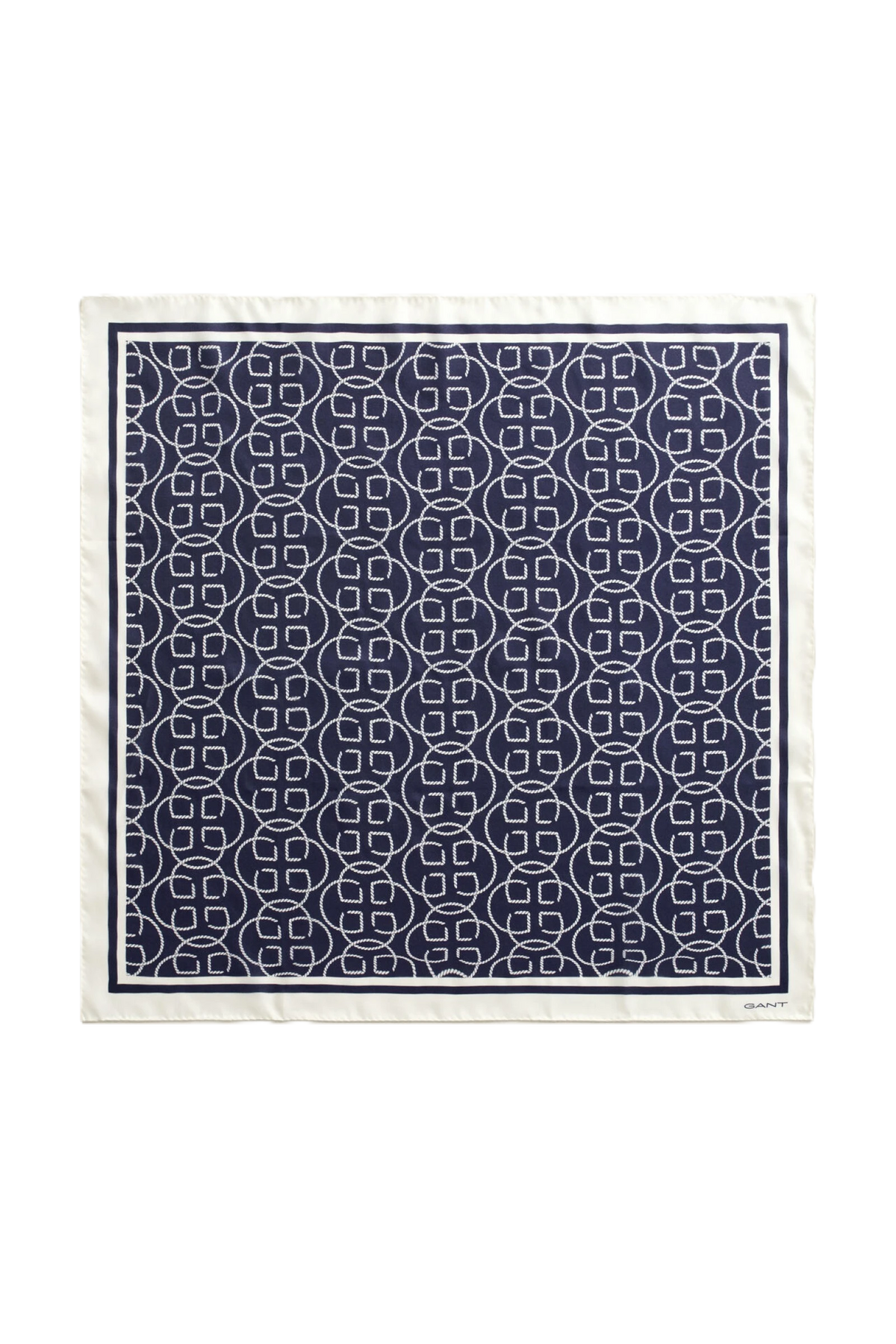 Monogram Print Silk Scarf - Evening Blue