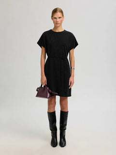 Oversized Sandra Ss Short Dress - Black W. Silver Lurex