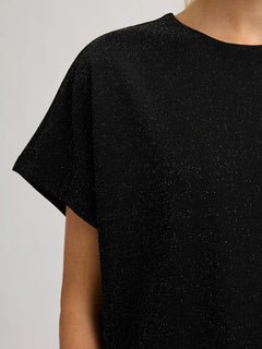 Oversized Sandra Ss Short Dress - Black W. Silver Lurex
