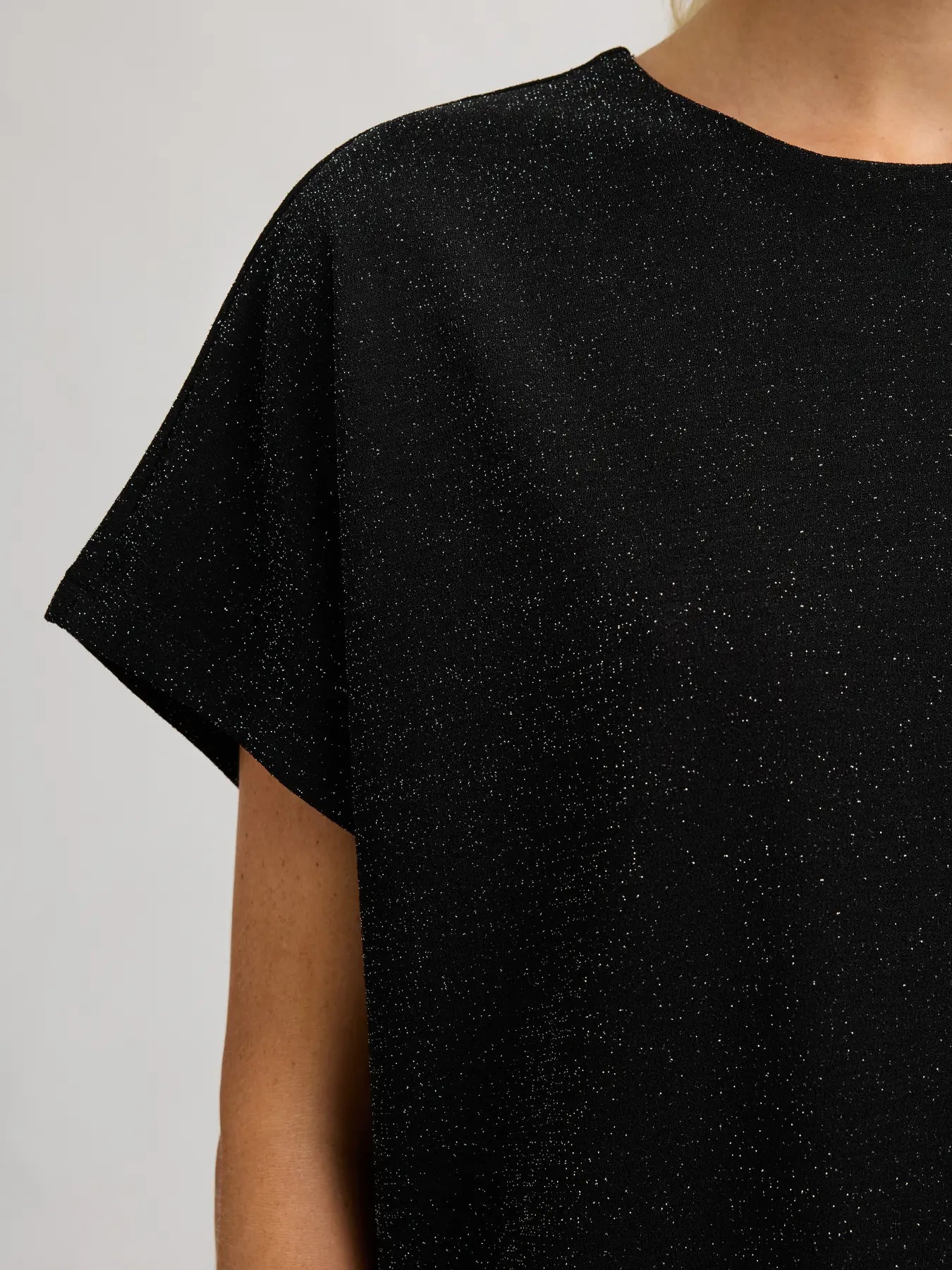 Oversized Sandra Ss Short Dress - Black W. Silver Lurex