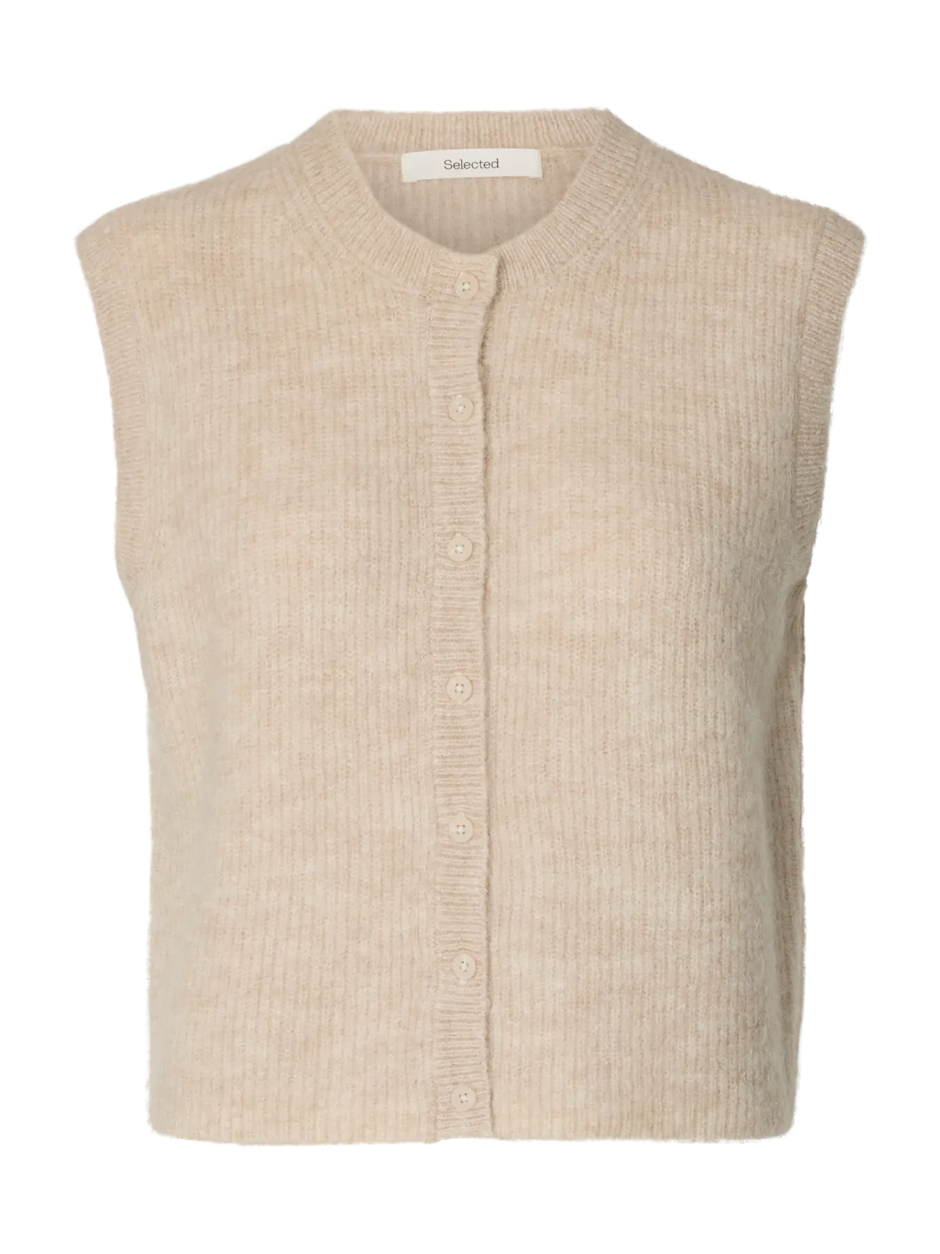 Selected - Vester - Lulu Sl Button O-Neck Vest - Birch Melange - Villoid