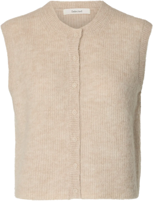 Lulu Sl Button O-Neck Vest - Birch Melange