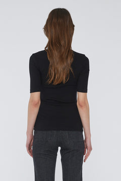 Rib Cut Out T-Shirt - Black