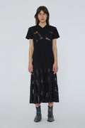 Lace Mix Pleat Dress - Black