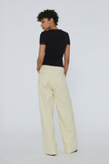 Striped Twill Wide Pants - Straw Comb.