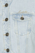 Round Sleeve Denim Jacket - Light Blue Denim