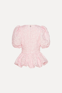 Jacquard Puff Sleeve Top - Ballerina