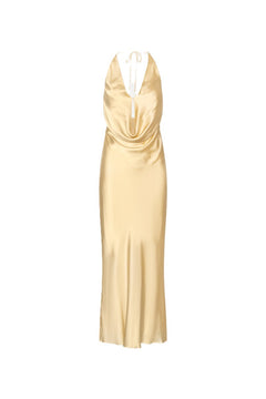 Chiffon Halter Dress - Italian Straw