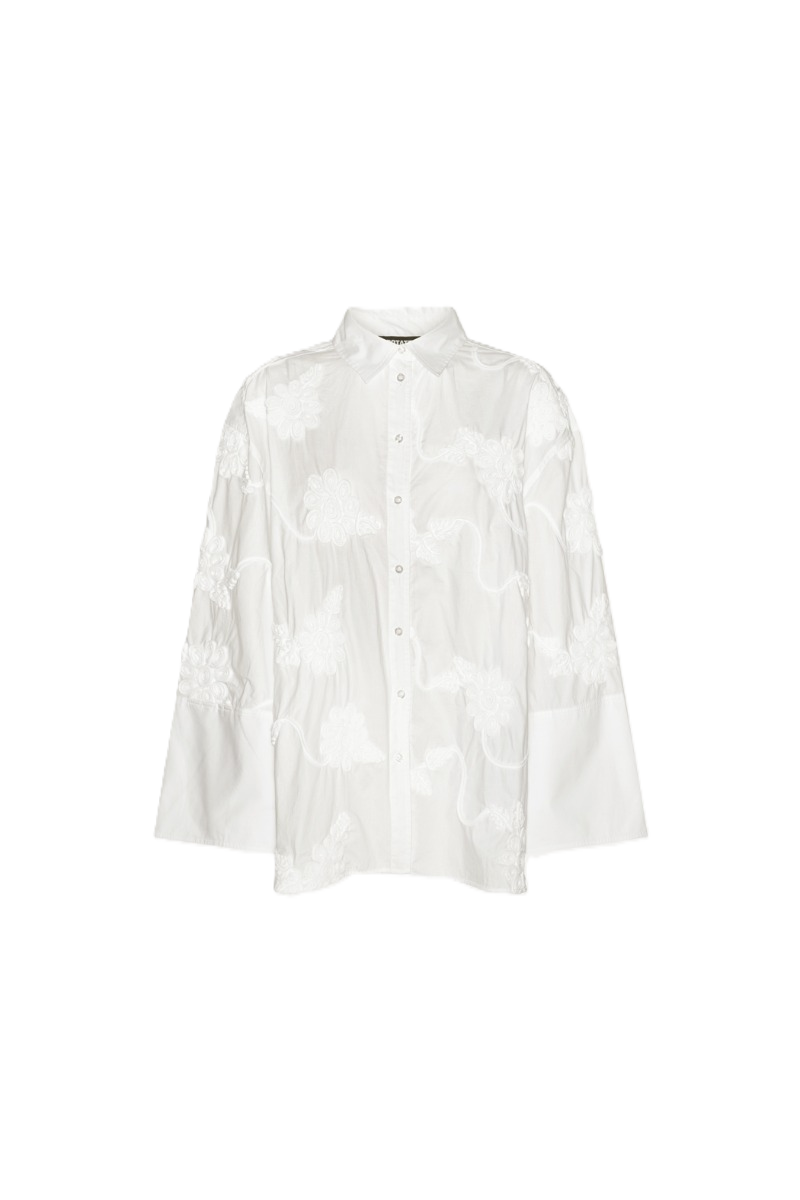 Flower Oversized Shirt - Bright White