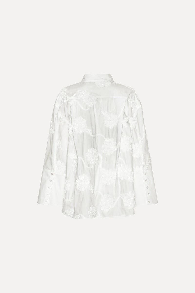 Flower Oversized Shirt - Bright White
