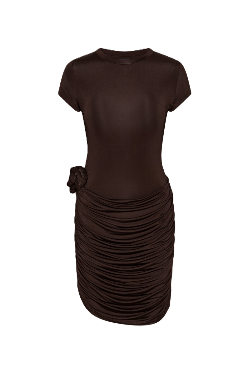 Draped Mini Dress - Chicory Coffee