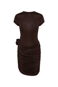 Draped Mini Dress - Chicory Coffee
