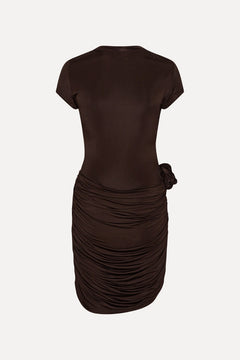Draped Mini Dress - Chicory Coffee