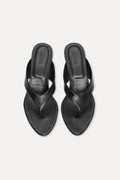 Kitten Heel Leather Mule - Black
