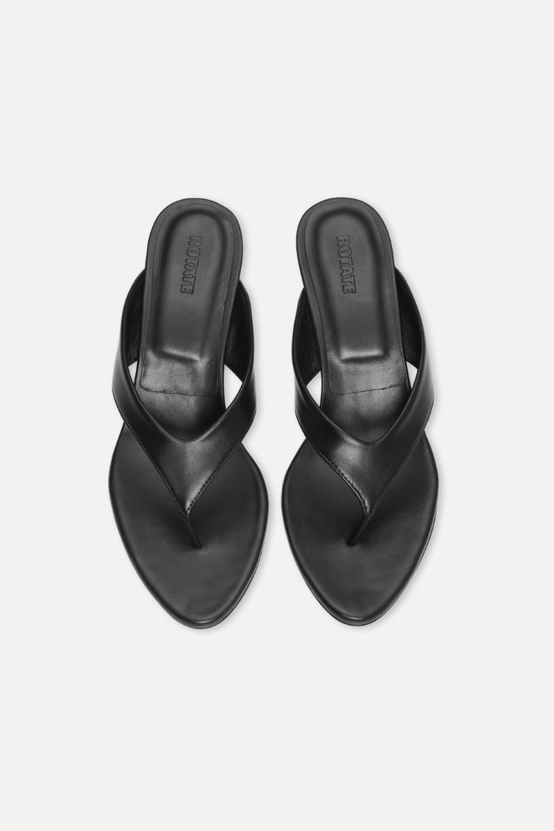 Kitten Heel Leather Mule - Black