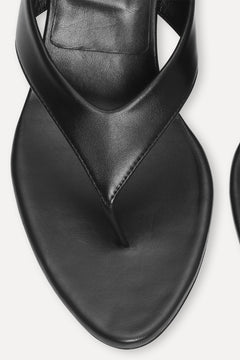 Kitten Heel Leather Mule - Black