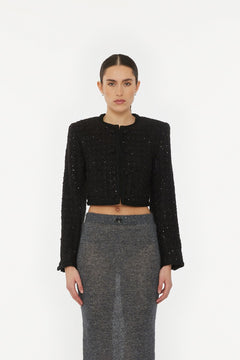 Boucle Crop Jacket - Black