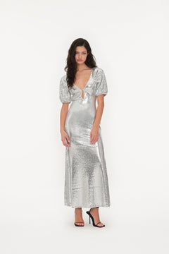 Sequin Midi Dress - Silver