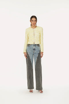 Straight Patchwork Jeans - Medium Blue