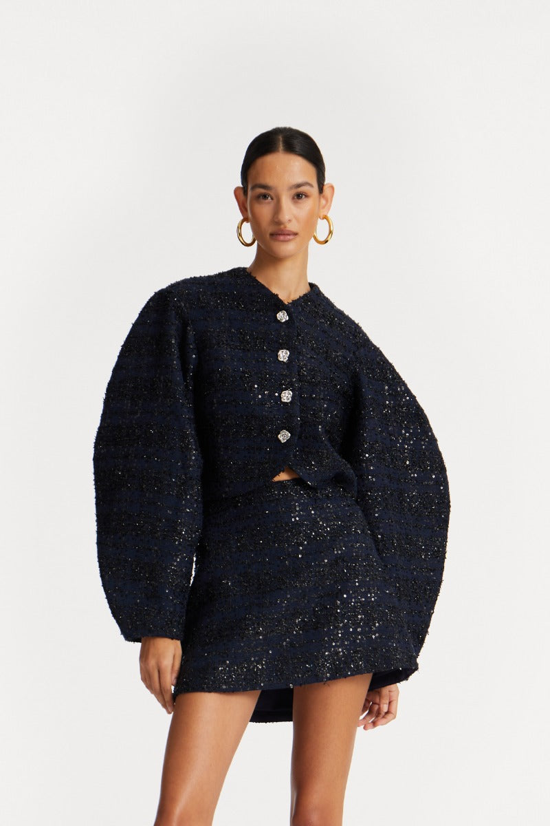 Boucle Short Jacket - Navy Blazer
