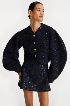 Boucle Short Jacket - Navy Blazer