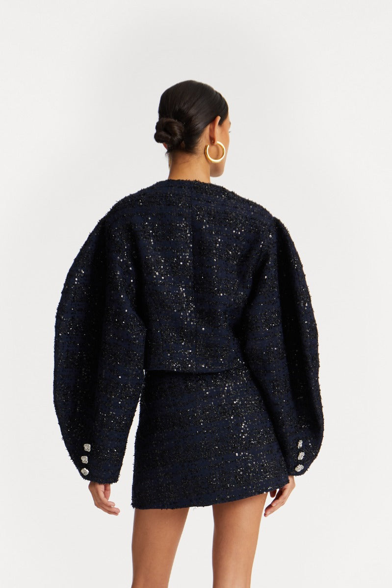 Boucle Short Jacket - Navy Blazer