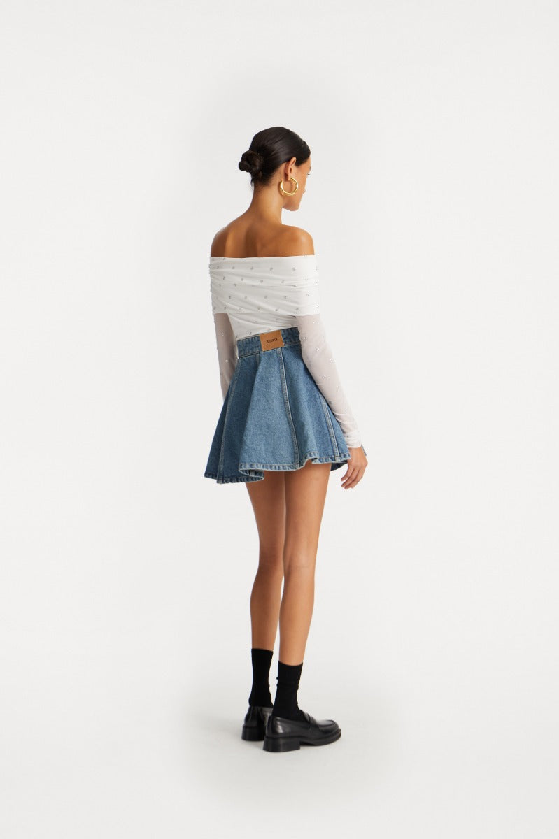 Denim Mini Skirt - Vintage Blue Denim