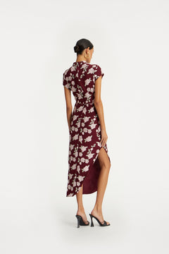 Mesh Asymmetric Dress - Zinfandel Comb.