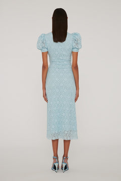 Lace Puff Sleeve Dress - Omphalodes