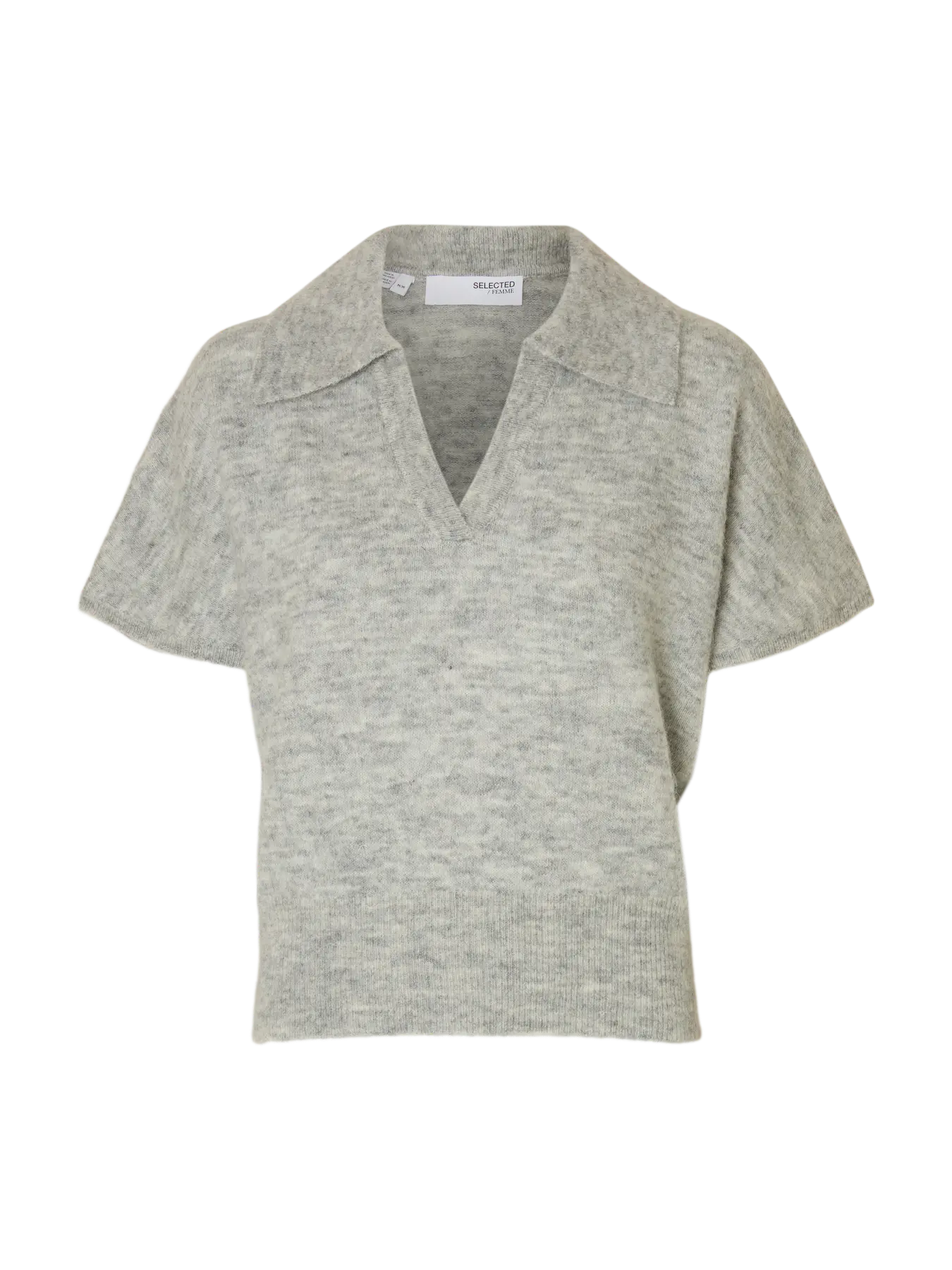 Lulu Ss Knit Polo - Light Grey Melange