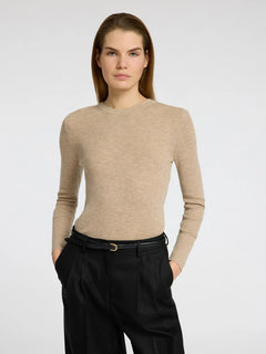 Ingrid Ls Knit O-Neck - Island Fossil Melange