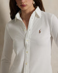 Slim Fit Knit Cotton Oxford Shirt - White