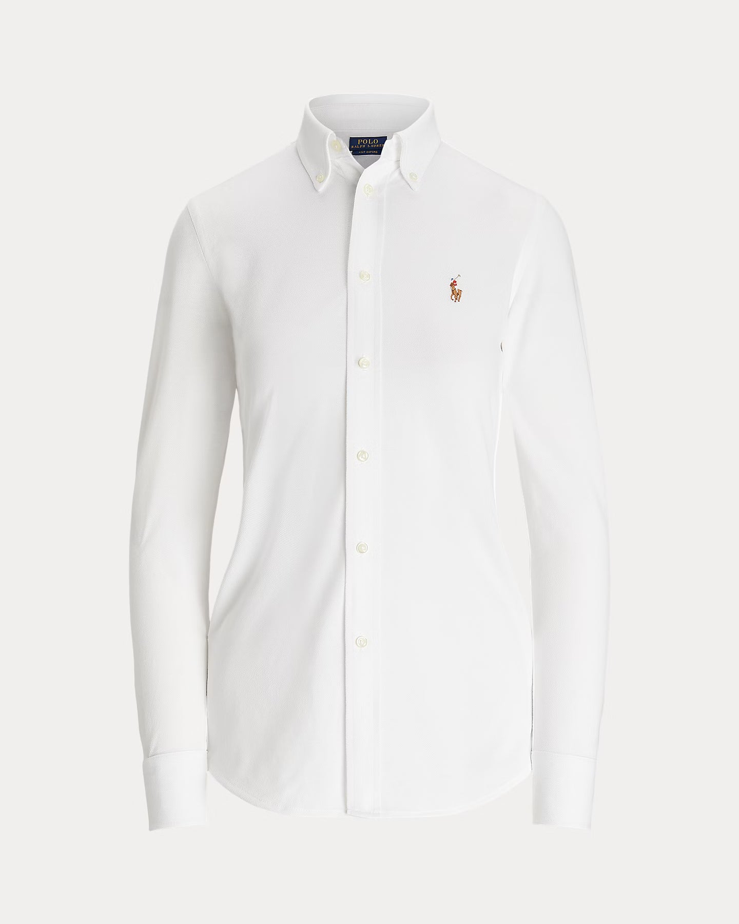 Slim Fit Knit Cotton Oxford Shirt - White