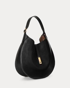 Polo Id Calfskin Large Shoulder Bag - Black
