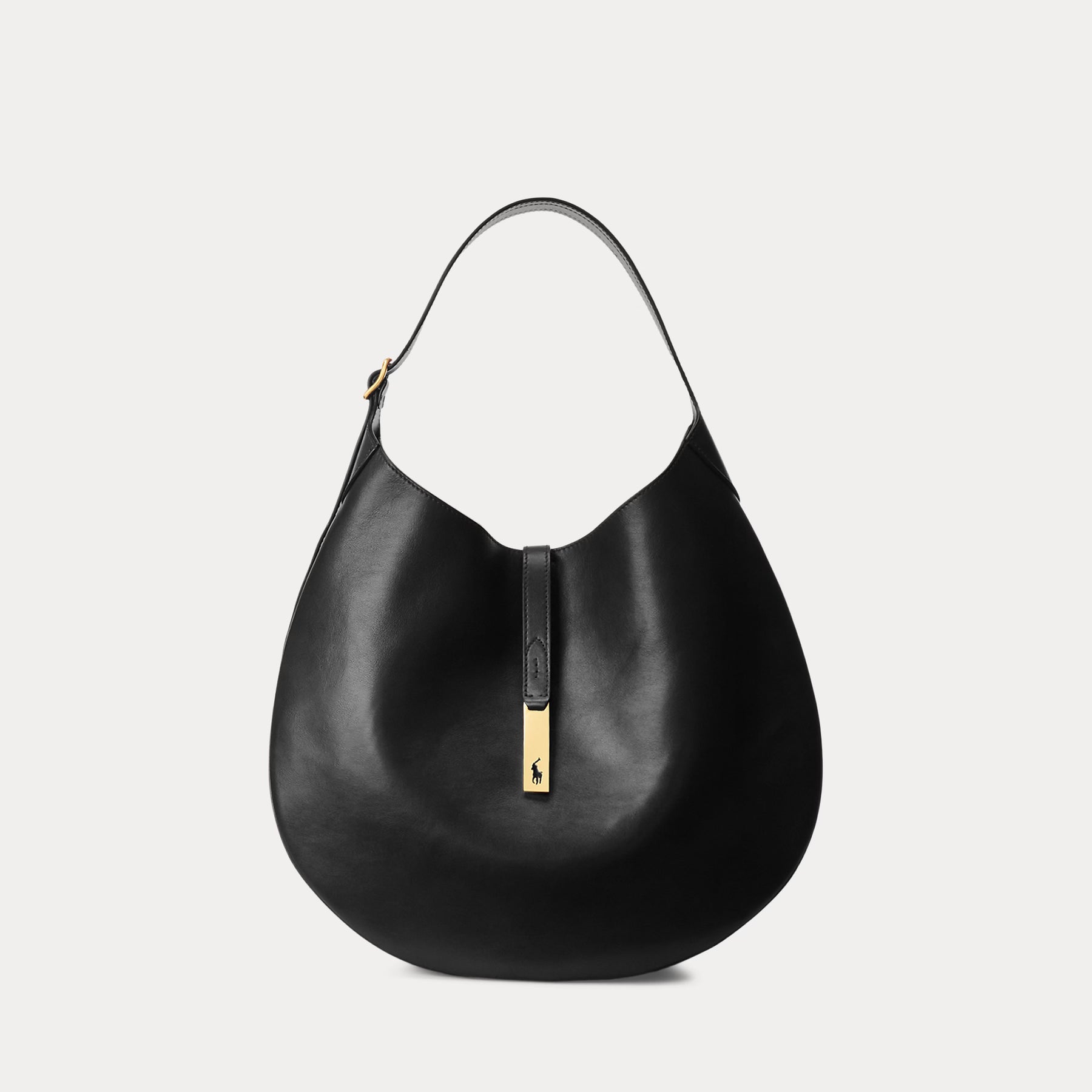 Polo Id Calfskin Large Shoulder Bag - Black