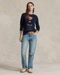 Bear Sweater-Long Sleeve-Pullover - Navy Multi
