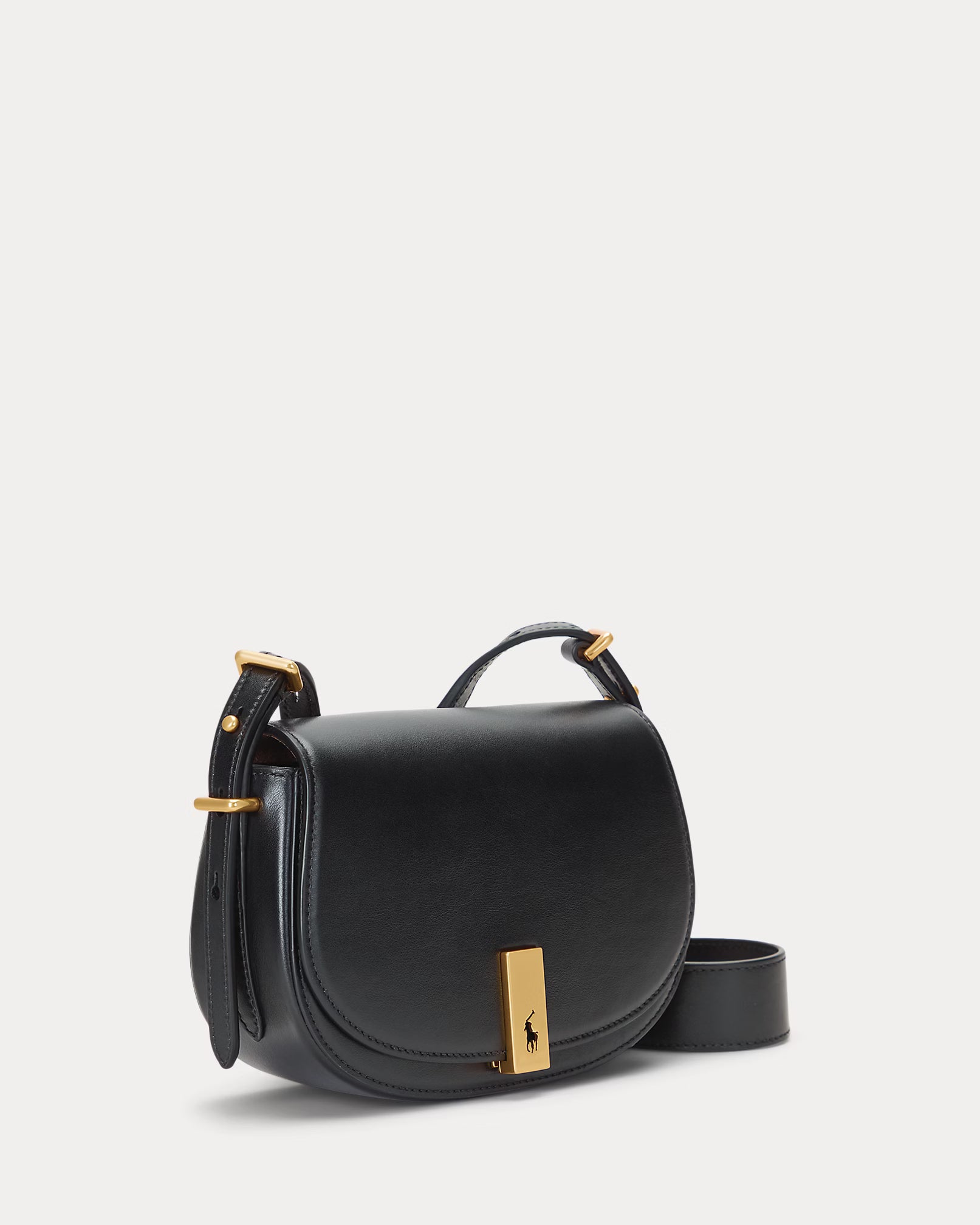 Polo Id Calfskin Mini Saddle Bag - Black